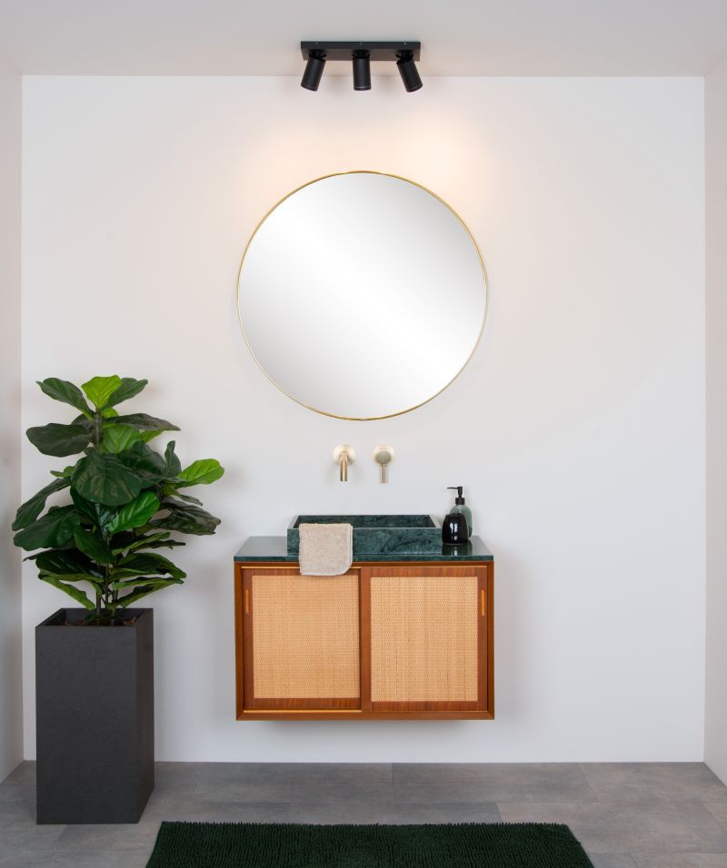 Lucide TAYLOR - Stropné bodové svietidlo Kúpeľňa - LED Dim to warm - GU10 - 3x5W 2200K/3000K - IP44 - Black